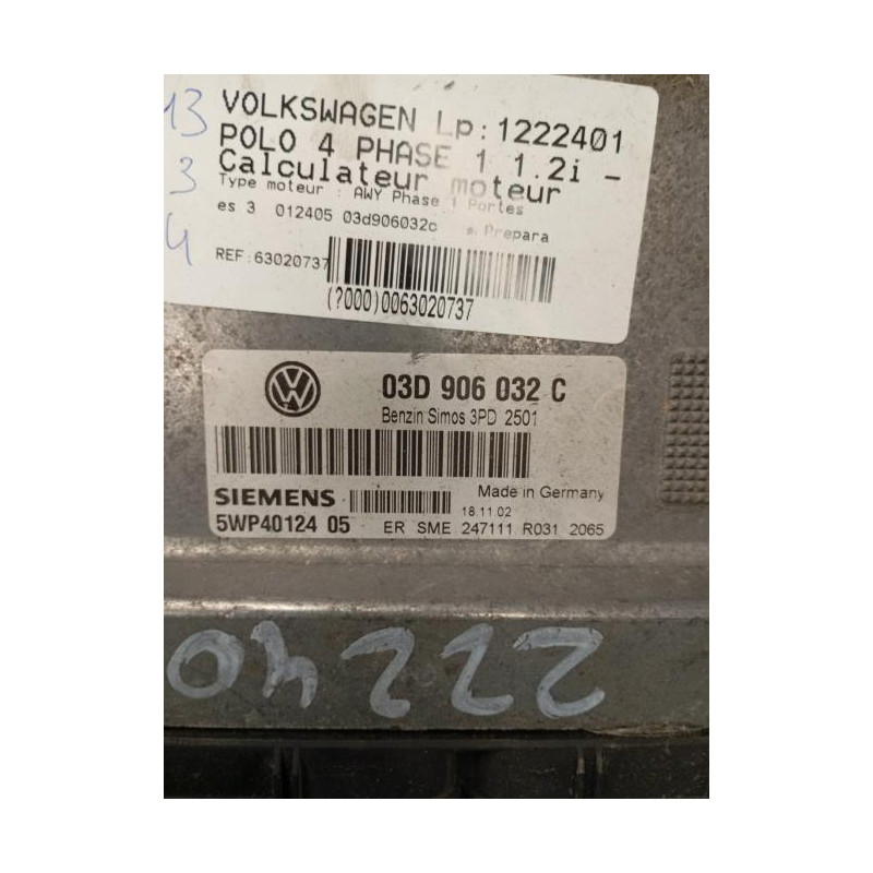 Calculateur moteur VOLKSWAGEN POLO 4