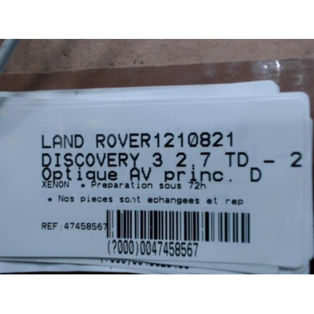 Optique avant principal droit (feux)(phare) LAND ROVER DISCOVERY 3 Photo n°1