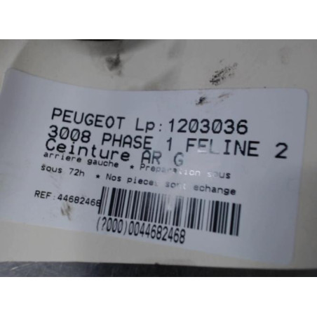 Ceinture arriere gauche PEUGEOT 3008 Photo n°1