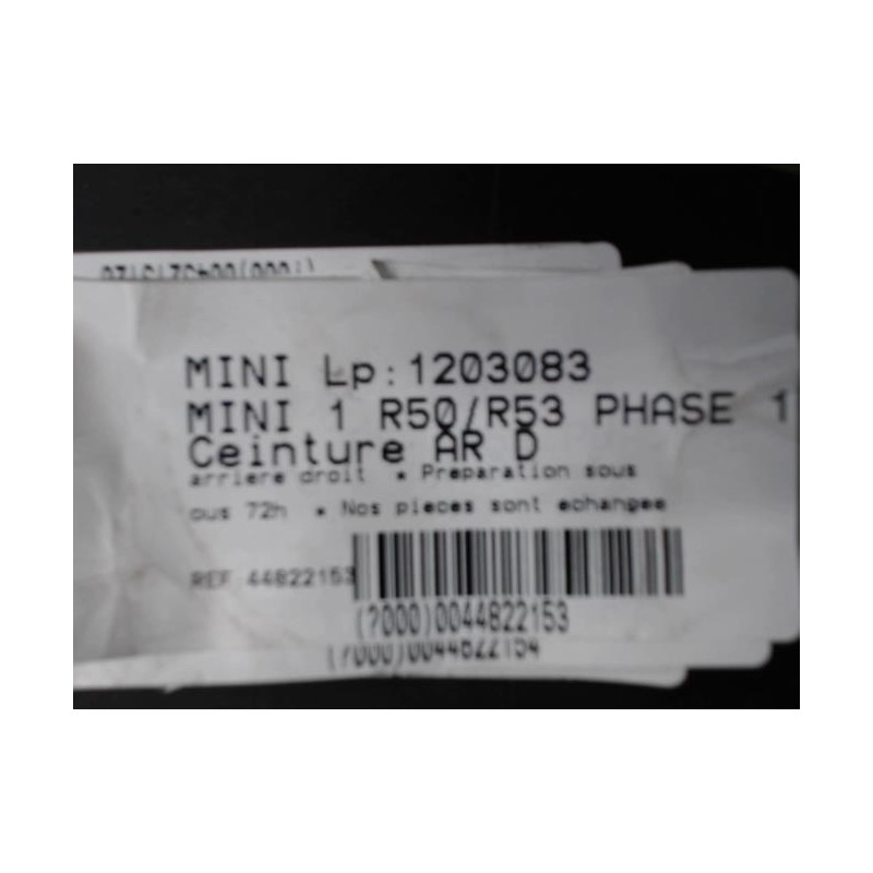 Ceinture arriere droit MINI MINI 1 R50/R53