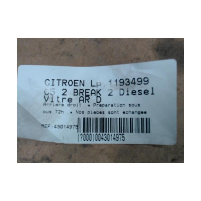 Vitre arriere droit CITROEN C5 2