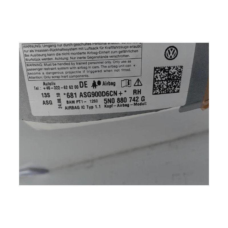 Air bag rideau droit VOLKSWAGEN TIGUAN 1