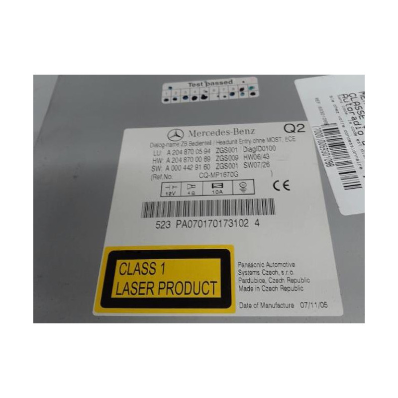 Autoradio d'origine MERCEDES CLASSE C 204