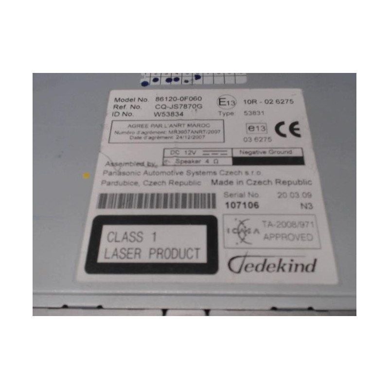 Autoradio d'origine TOYOTA VERSO