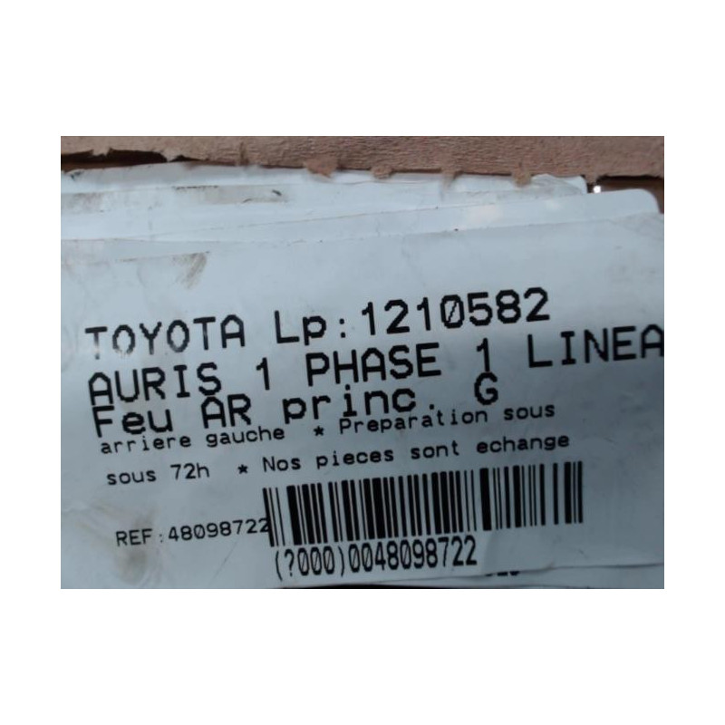 Feu arriere principal gauche (feux) TOYOTA AURIS 1