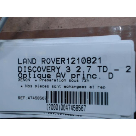 Optique avant principal droit (feux)(phare) LAND ROVER DISCOVERY 3 Photo n°1