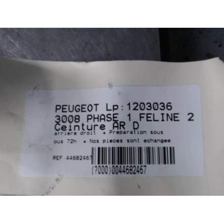 Ceinture arriere droit PEUGEOT 3008