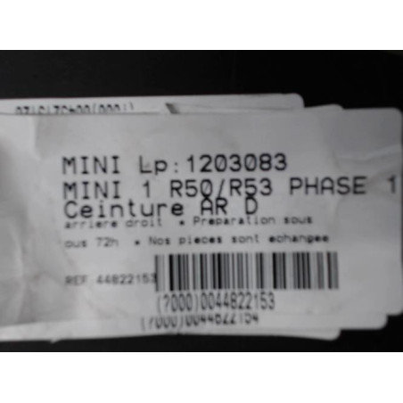 Ceinture arriere droit MINI MINI 1 R50/R53 Photo n°1