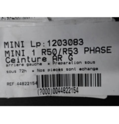 Ceinture arriere gauche MINI MINI 1 R50/R53 Photo n°1