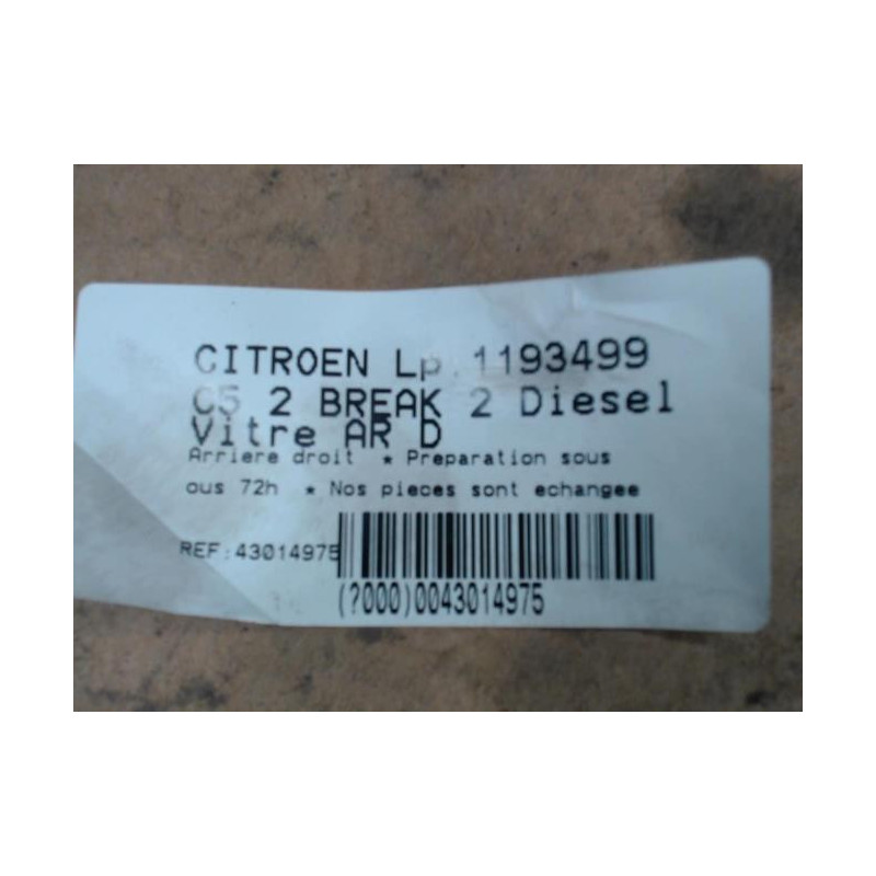 Vitre arriere droit CITROEN C5 2
