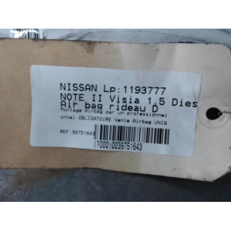 Air bag rideau droit NISSAN NOTE II Photo n°1