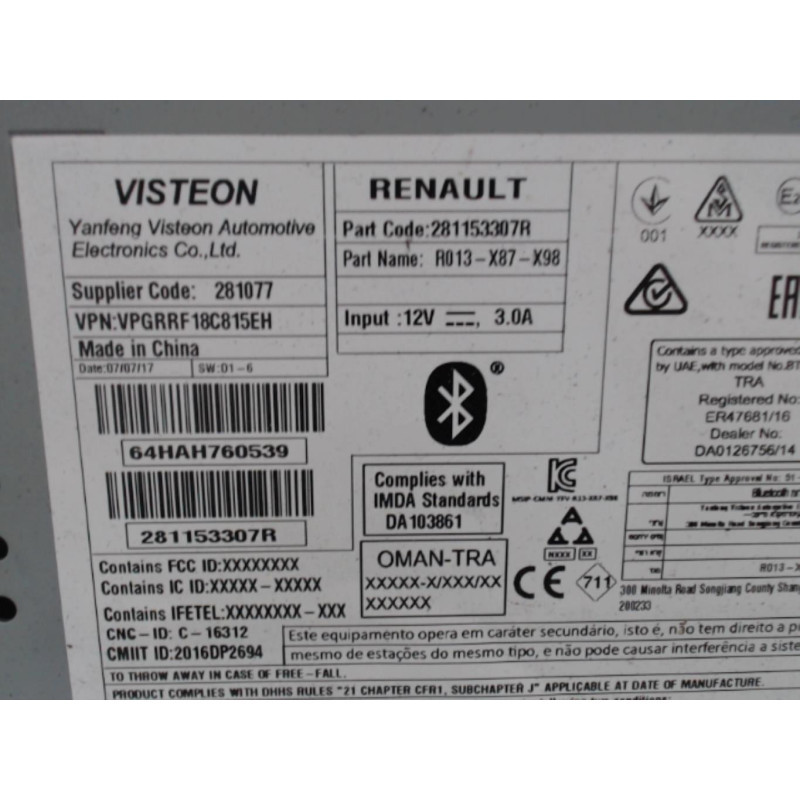 Autoradio d'origine RENAULT CLIO 4