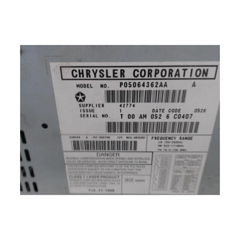 Autoradio d'origine DODGE CALIBER