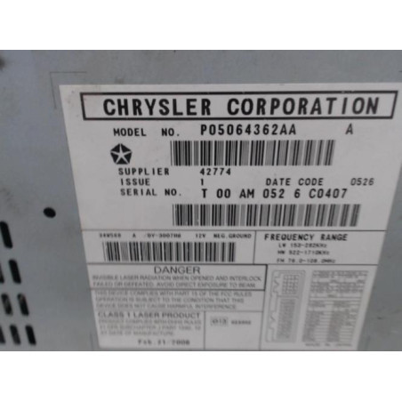 Autoradio d'origine DODGE CALIBER Photo n°1